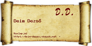 Deim Dezső névjegykártya